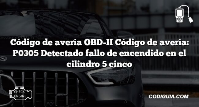 Código de avería OBD-II Código de avería: P0305 Detectado fallo de encendido en el cilindro 5 cinco