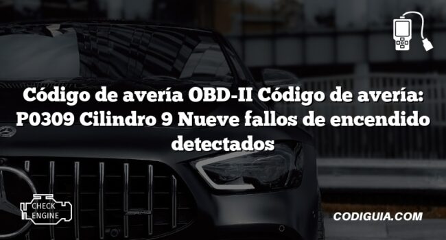 Código de avería OBD-II Código de avería: P0309 Cilindro 9 Nueve fallos de encendido detectados