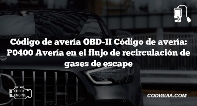 Código de avería OBD-II Código de avería: P0400 Avería en el flujo de recirculación de gases de escape