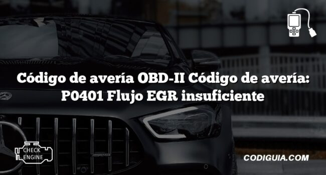 Código de avería OBD-II Código de avería: P0401 Flujo EGR insuficiente