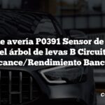 Código de avería P0391 Sensor de posición del árbol de levas B Circuito Alcance/Rendimiento Banco 2