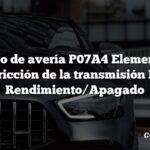 Código de avería P07A4 Elemento de fricción de la transmisión B Rendimiento/Apagado