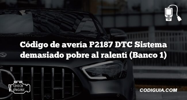 Código de avería P2187 DTC Sistema demasiado pobre al ralentí (Banco 1)