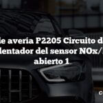 Código de avería P2205 Circuito de control del calentador del sensor NOx/Banco abierto 1