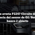 Código de avería P2247 Circuito de tensión de referencia del sensor de O2/Sensor 1 del banco 2 abierto