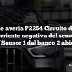 Código de avería P2254 Circuito de control de corriente negativa del sensor de O2/Sensor 1 del banco 2 abierto